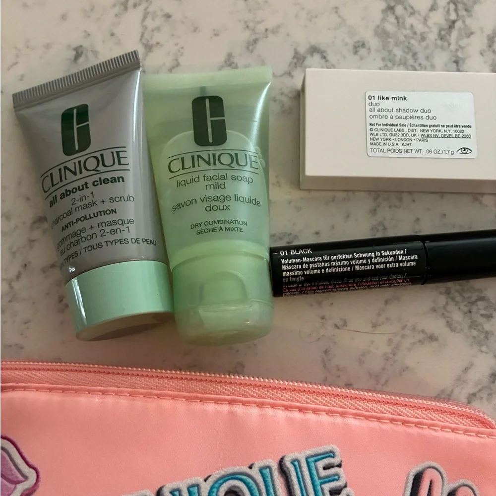 Clinique makeup bag with new unopened samples